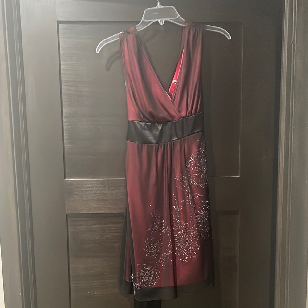 Ruby Rox Burgundy and Black Floral Dress